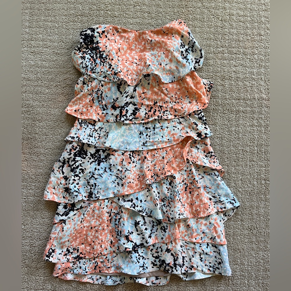 BCBG Tiered Floral Cocktail dress Strapless